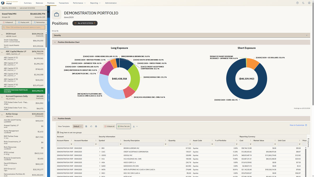 Portfolio management interface