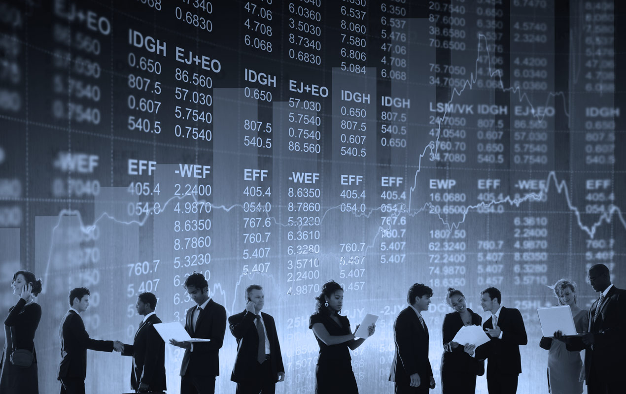 Collage of PortfolioShop client segments across securities firms, investment managers, and back-office providers